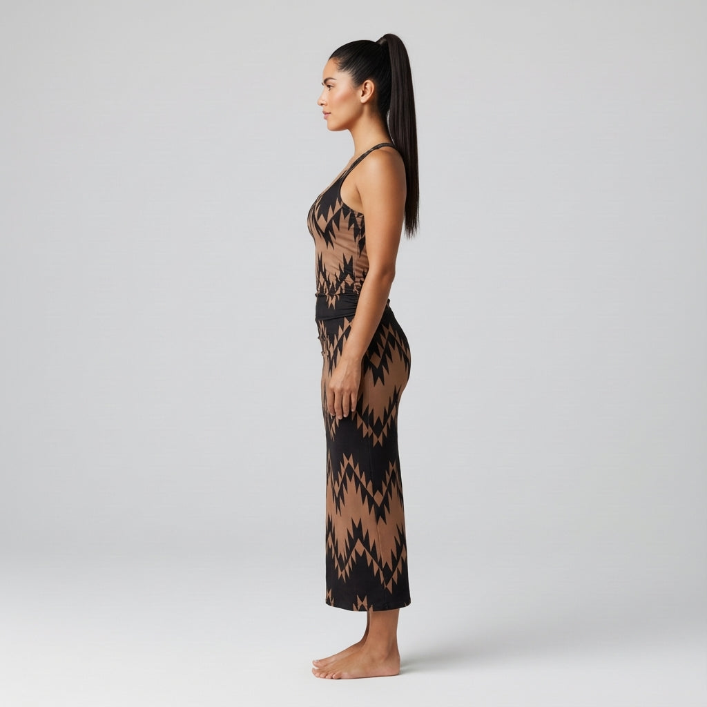 Swallows Tail Shirred Tank Dress in Organic Cotton