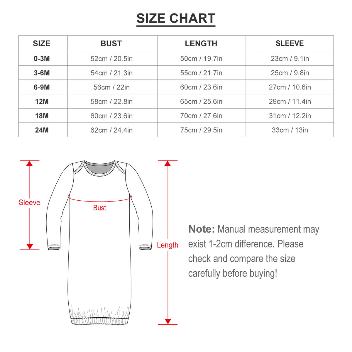 Custom Baby Long Sleeve Sleep Gown