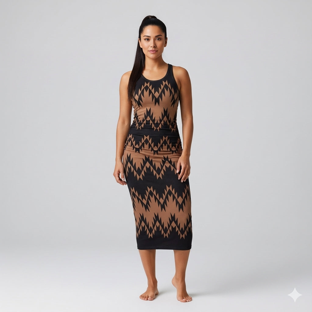 Swallows Tail Shirred Tank Dress in Organic Cotton