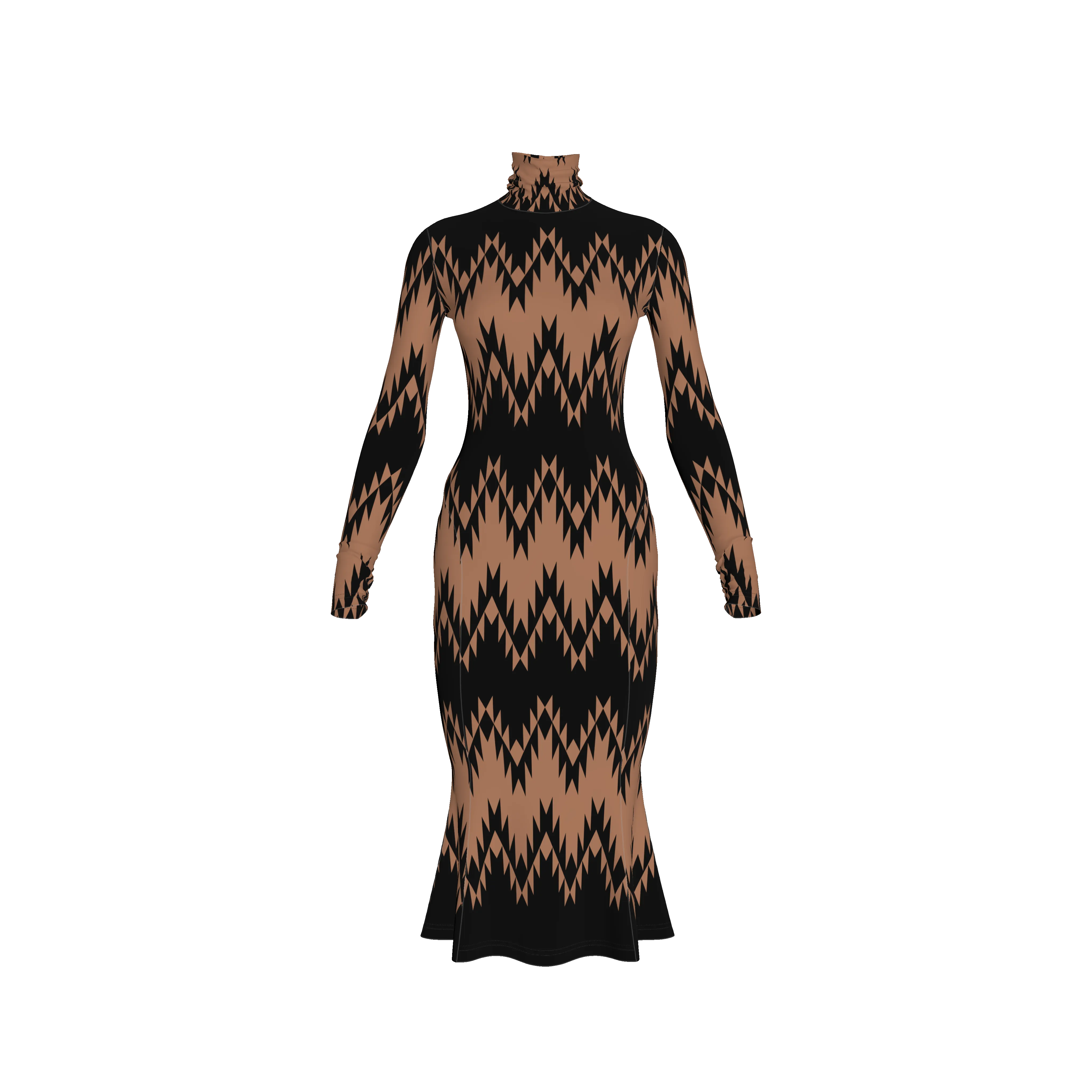 Swallows Tail Body Con Dress in Cotton Fleece