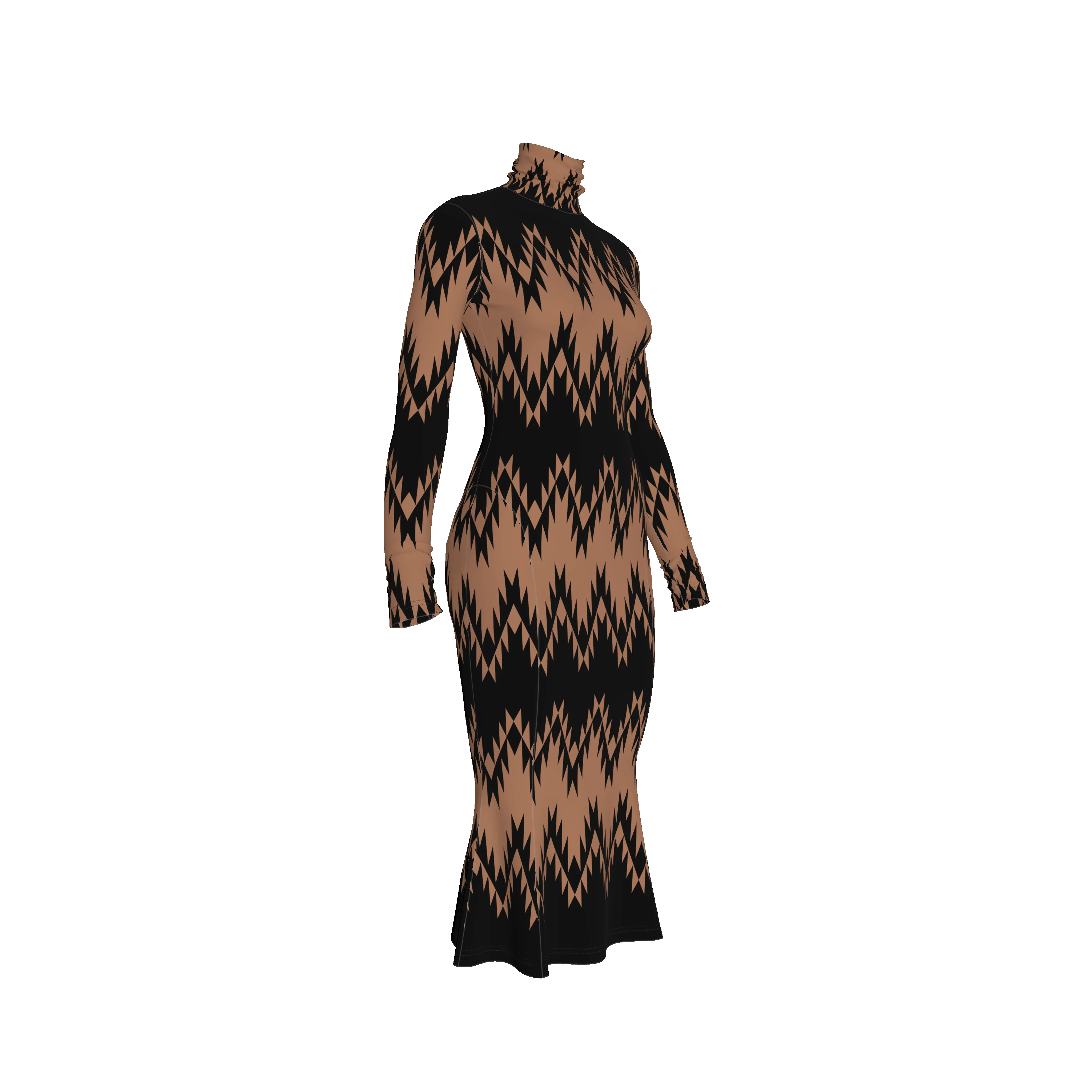 Swallows Tail Body Con Dress in Cotton Fleece