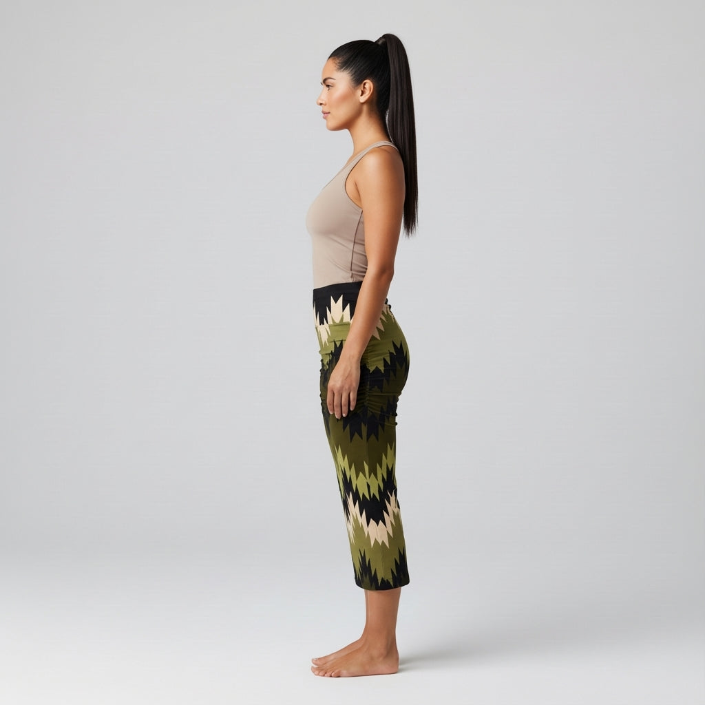 Hazel Green Swallows Tail Midi Skirt