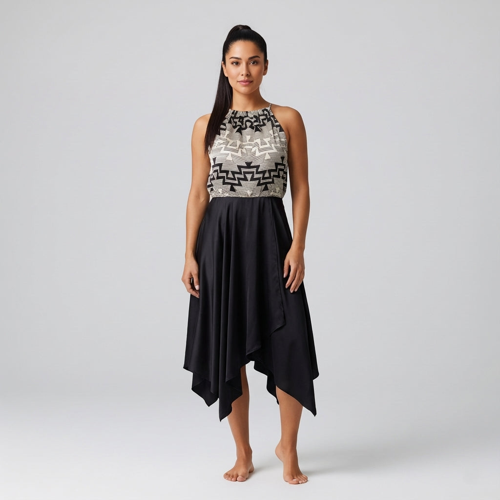 Elk Horn Lightweight Stretch Silk Satin Dress