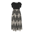 White Elk Horne Round neck Pleated Elastic Waist Tiered Maxi