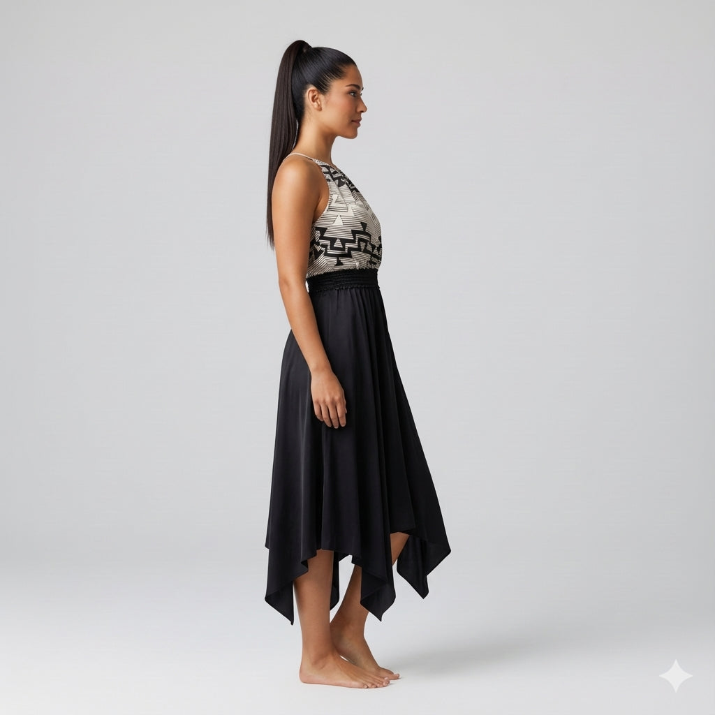 Elk Horn Lightweight Stretch Silk Satin Dress