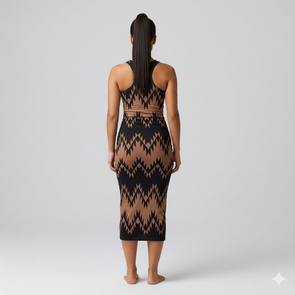 Swallows Tail Shirred Tank Dress in Organic Cotton