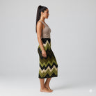 Hazel Green Swallows Tail Midi Skirt