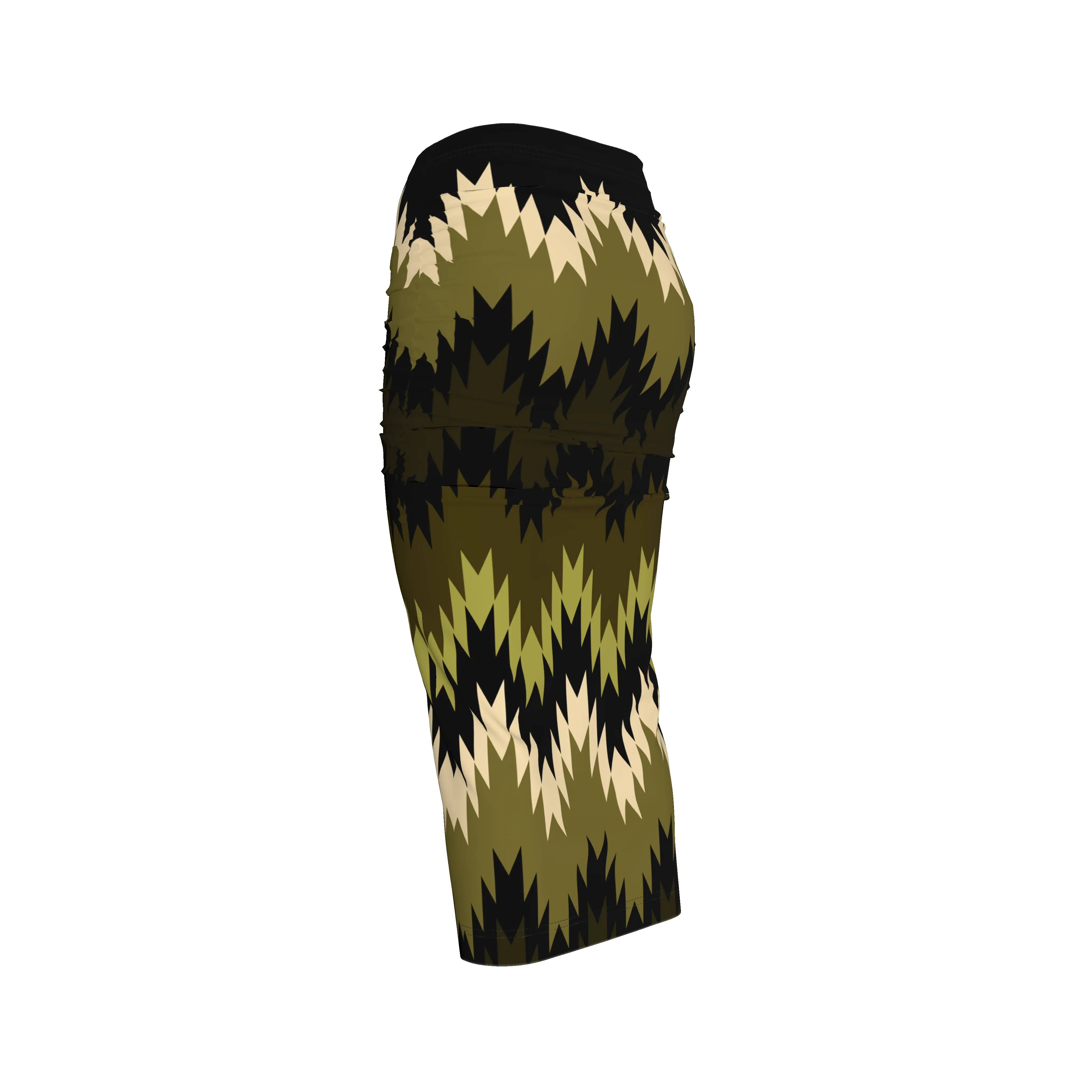 Hazel Green Swallows Tail Midi Skirt