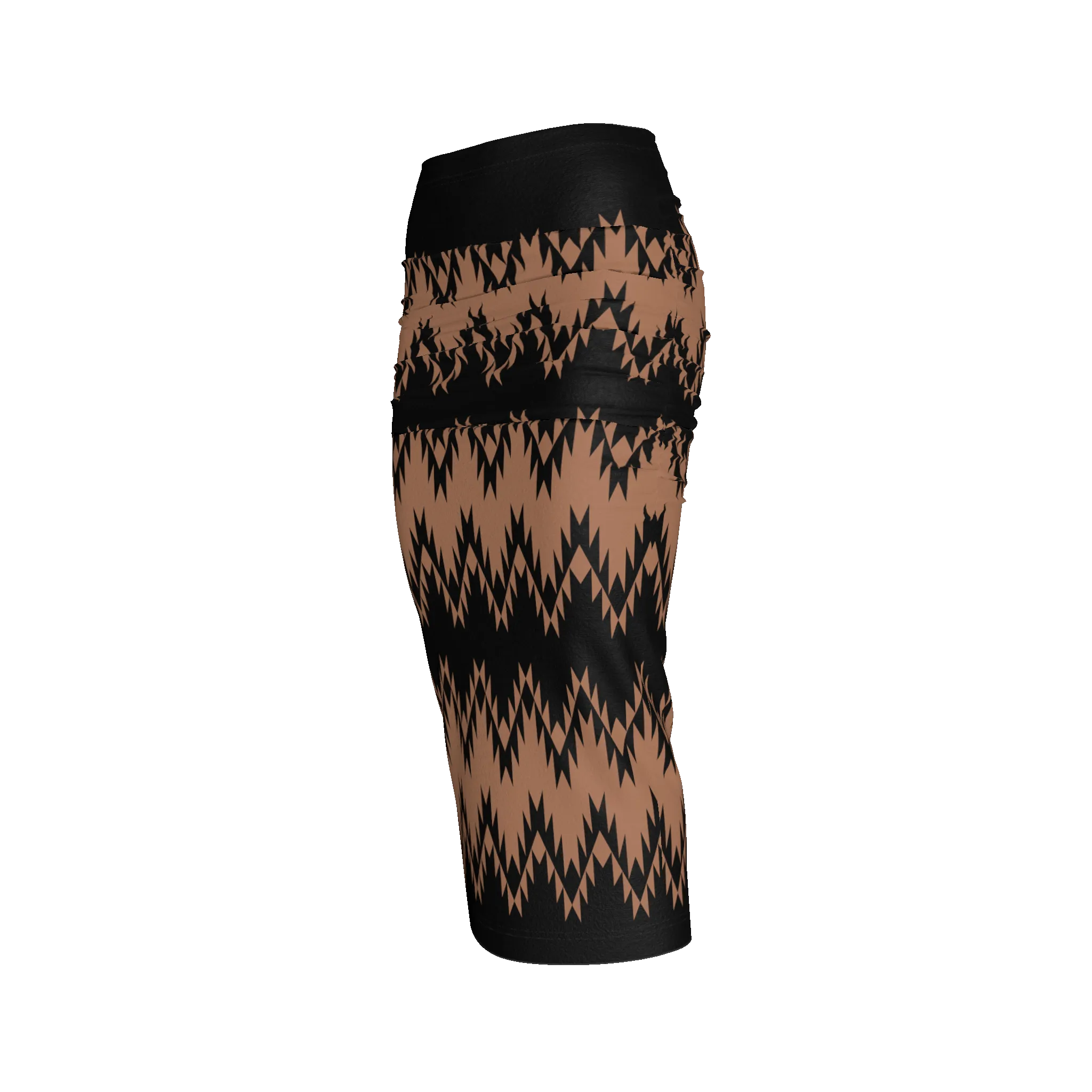 Shirred Midi Skirt in Stretch Cotton Fleece