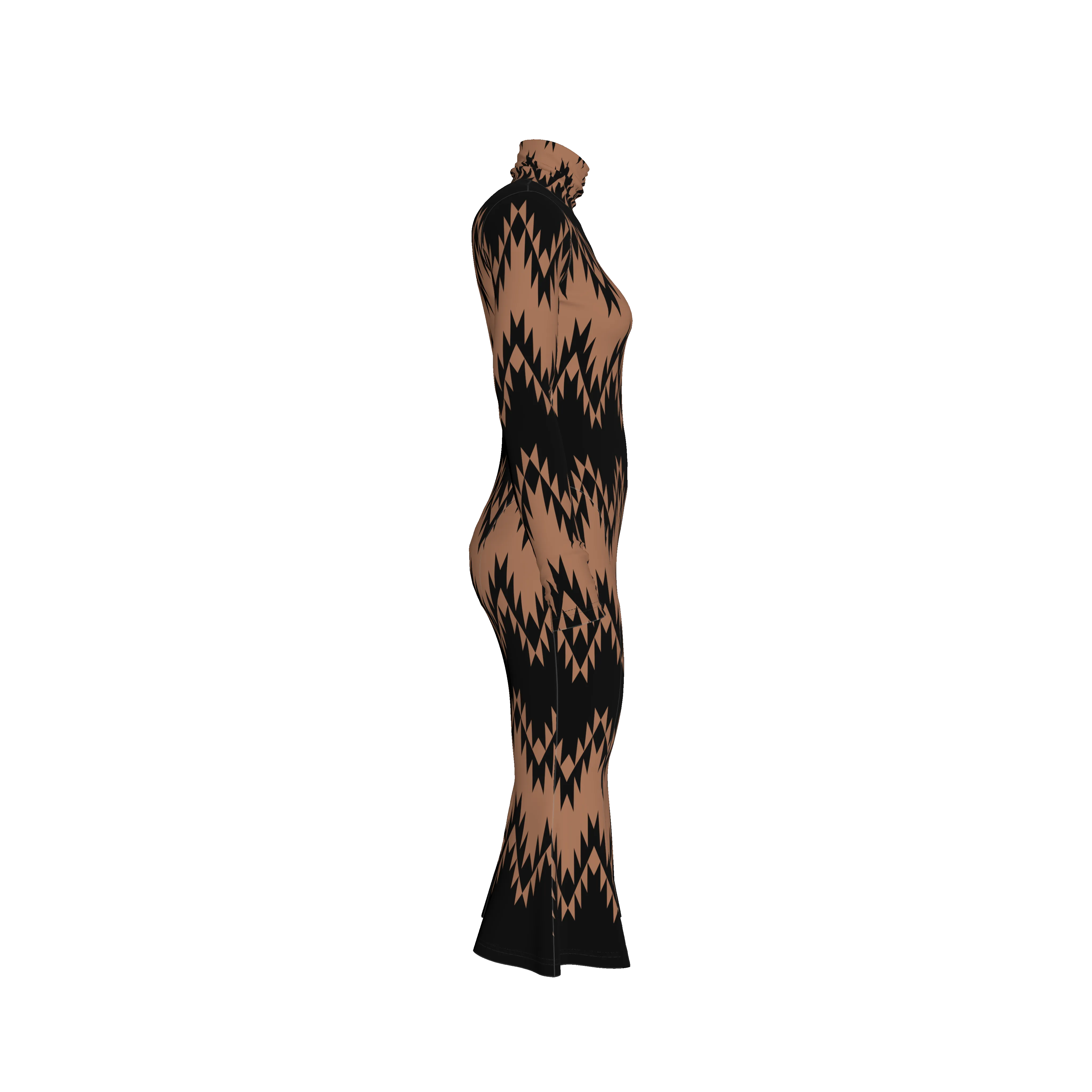 Swallows Tail Body Con Dress in Cotton Fleece