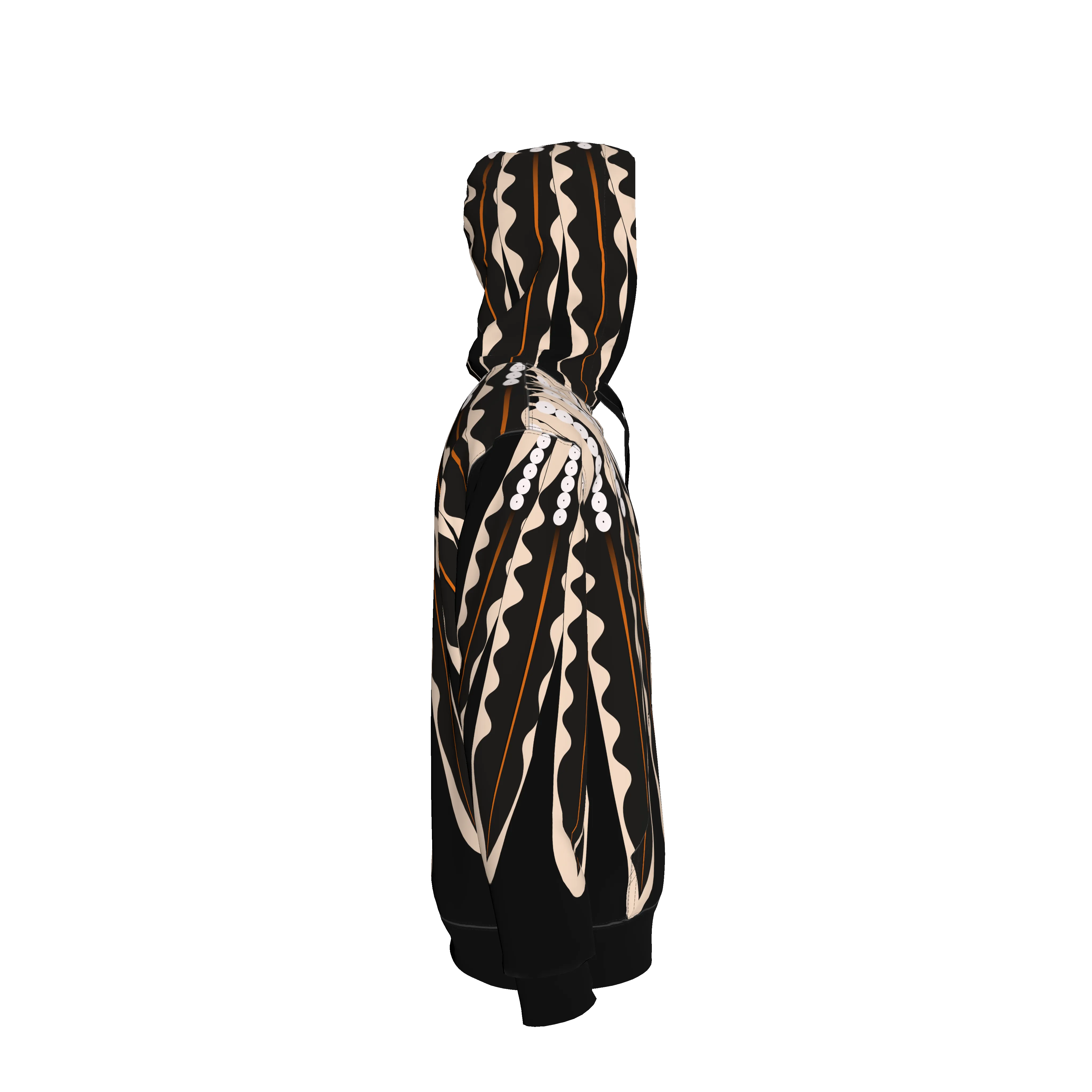 Flicker Feather Hoodie in Organic Terry - Abstract Wave Print